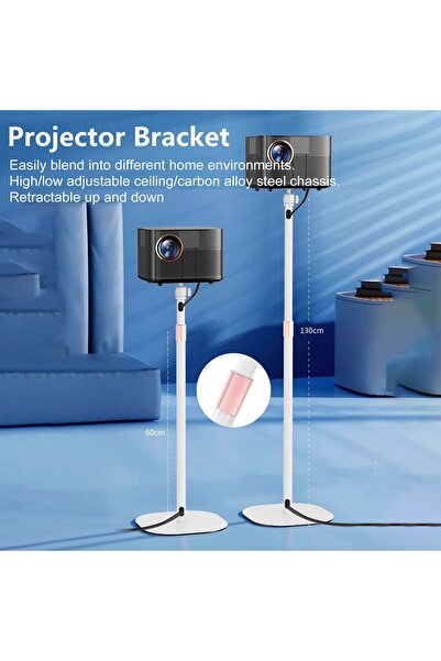 Coverzone Ayarlanabilir Projektör Tripodu - 60-130cm, Metal Gövde, 5kg Kapasiteli, Kablo Geçişli | TY07