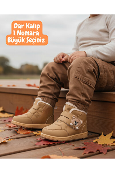 elma bebe Wool Inside Fur Lined Anatomical Girls Boys Unisex Baby Kids Winter Rain Snow Velcro Boots Shoes