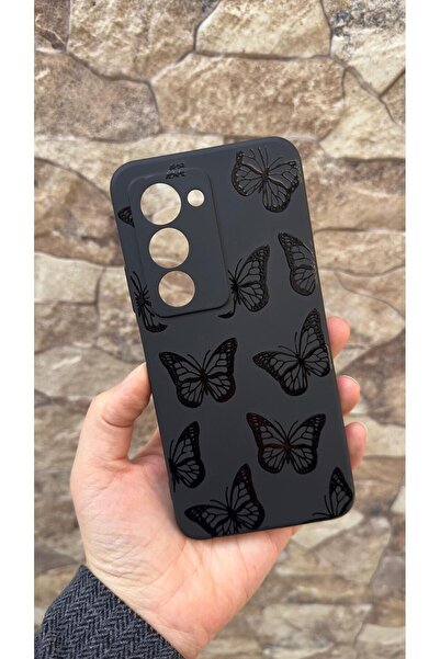 Vip Case Redmi 15 Uyumlu Siyah Kelebek Desenli Silikon Darbe Emici Klasik Korumalı Rubber Kılıf