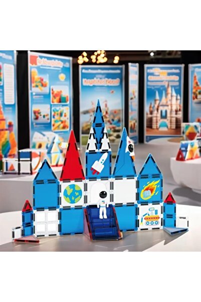 Toyimoyi Magnetic Tiles Space Set 39 Pieces Magnetic Building Blocks