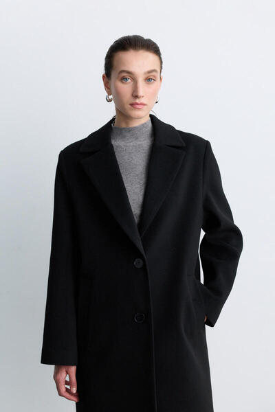 BE BLUE Black Long Timeless Coat