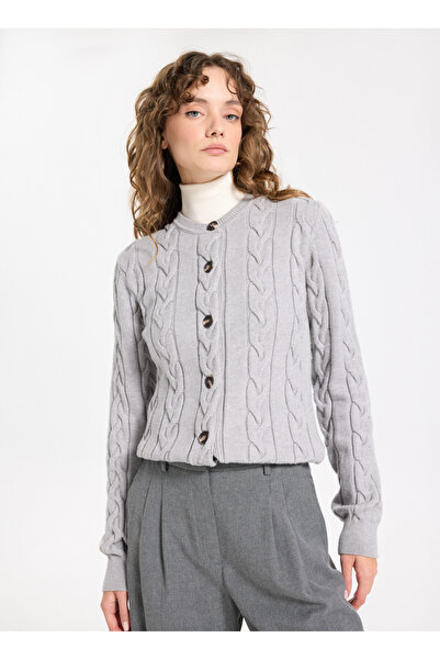 Jeep Gri Melanj Kadın Hırka J5WL-HRK7133