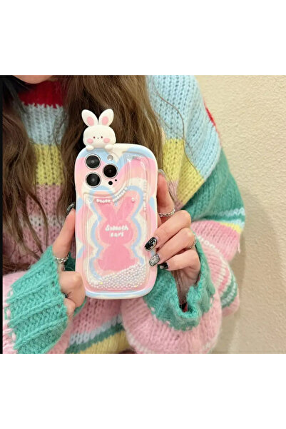 BABUN Tavşanlı Süslü Sulu Simli Boncuklu Pastel Renkli İphone Telefon Kılıfı ...
