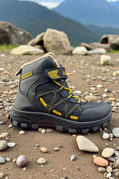 ALTUNTAŞ Unisex Kışlık Kaymaz Taban Kürklü Fermuarlı Çocuk Botu - Siyah