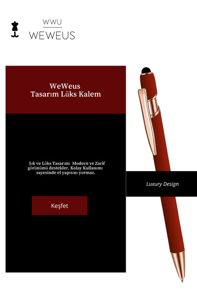 Weweus Kırmızı Düz Geçmeli Tasarım Lüks Tükenmez Kalem