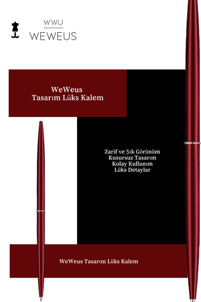 Weweus Kırmızı Düz İnce Tasarım Lüks Tükenmez Kalem