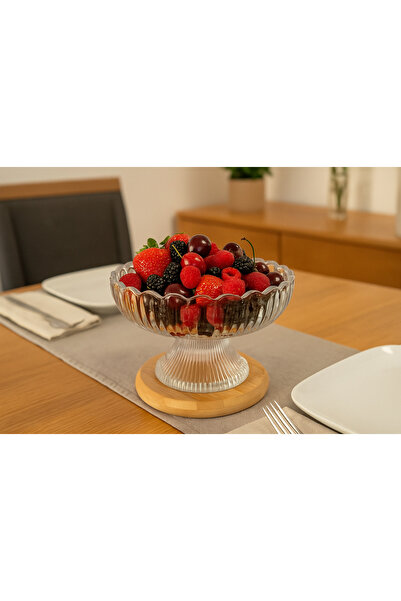 Lüks Sepeti Lara - Footed Glass Serving Dish Coffee Side Turkish Delight Bowl Presentation Plate Decorative Plate - 130 ml