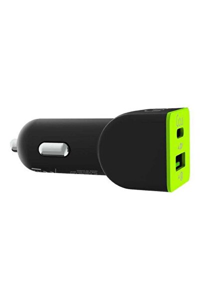 GOUİ Joy Duo PD Car Charger 2USB 36W — PD & Qualcomm Quick Charge (Black/Green)