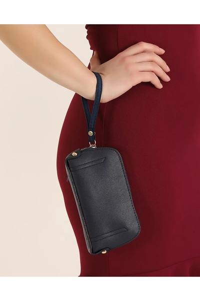 Butik Lena LACİVERT BİLEK ASKILI FERMUARLI KADIN CÜZDAN
