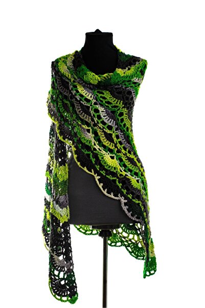 OEM Green Hand-Crocheted Shawl