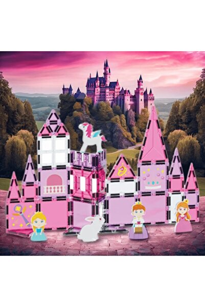 Toyimoyi Magnetic Tiles Princess Castle 37 Pieces Magnetic Building Blocks