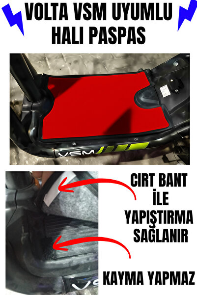 RS JANTİ STORE VOLTA VSM Uyumlu Özel Renk Seçenekli Kalın Halı Paspas Cırtlı Yapışkanlı & Yıkanabilir volta paspas