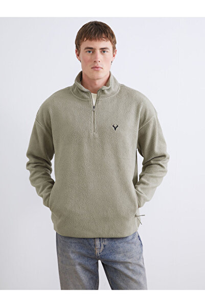 LC Waikiki Hanorac pentru bărbați din lână cu mânecă lungă kaki guler ridicat...