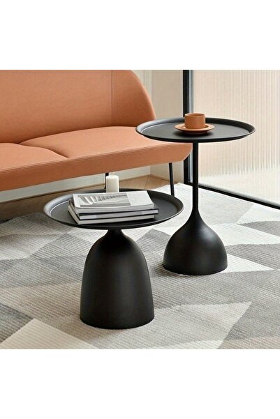 HXDream Nordic 2-Piece Round Side Table Set Vintage Roman Pillar Round Table Sofa Side Living Room Home