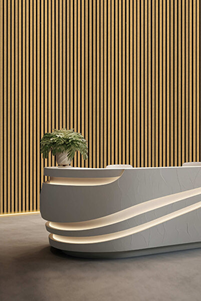 shop Mdf Ahşap Akustik Duvar Paneli 100x275 Cm - Yeni Meşe ( pvc kapama)