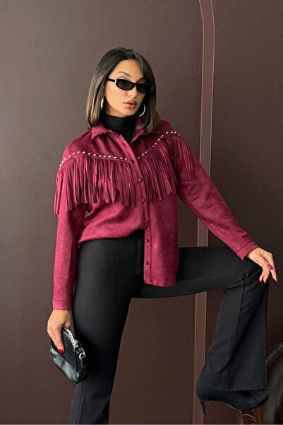 Lady Pixie Tassel Dropped Scuba Suede Shirt