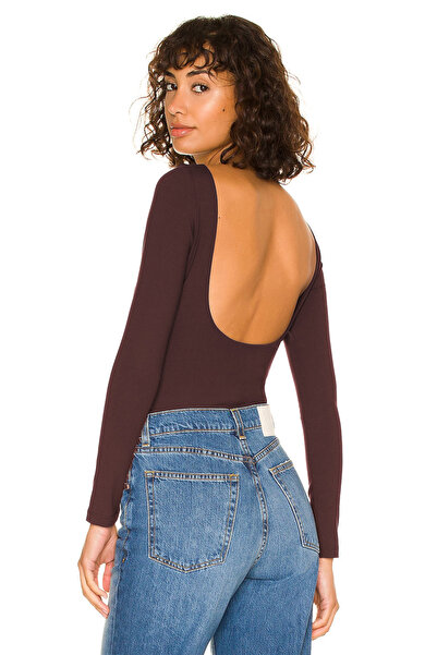 AFR CLOTHES Γυναικείο κορμάκι διπλής στρώσης από ζαρτσίλια με χαμηλό λαιμό, μακρύ μανίκι και κλιπ στο κάτω μέρος