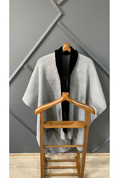 LORENDA Kürklü Yumuşak Panço Omuz Şal