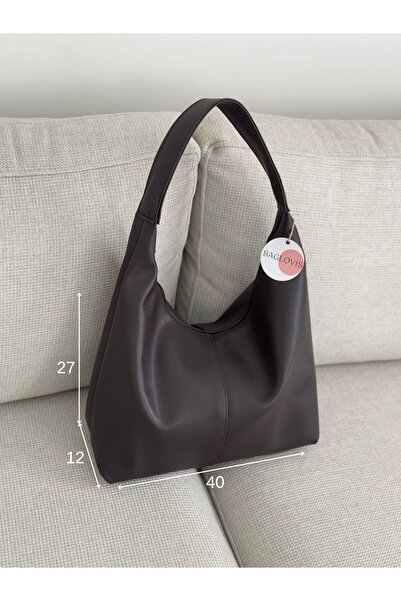 BAGLOVİS SADE SALAŞ DERİ KAHVE KADIN OMUZ ÇANTASI EN40 BOY27