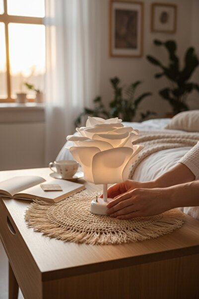 PearlHome White Eva Emotion Design Wireless Table Lamp – White, Decorative Led Lampshade