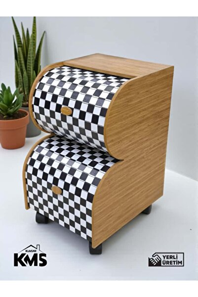 kmskumsar 2'Katlı Sürgülü Kapaklı Ahşap Sebzelik