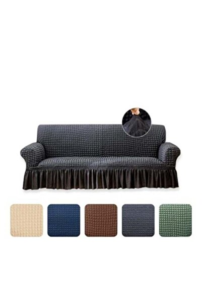 AlsayedP غطاء أريكة قابل للتمدد من قطعة واحدة مع تنورة (جرانيت، 3 مقاعد)