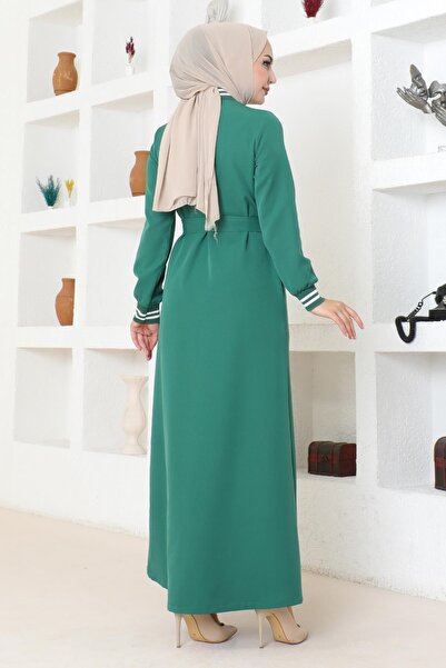 Missvalle Hidden Button Ribbed Ferace Emerald Msw19214-4