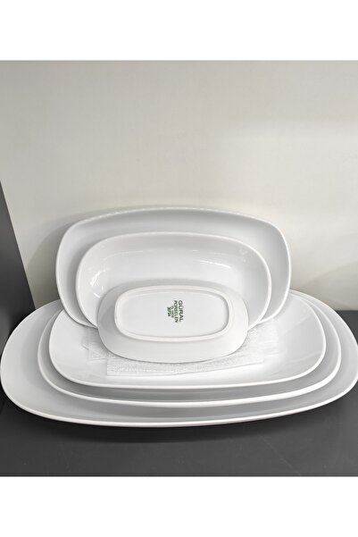 Güral Porcelain Sade 6-Piece Boat, Salad, Presentation Plate Set (1 Napoli Knife as a Gift)