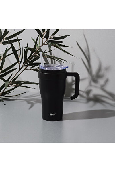 Other Miami THERMAL MUG 600 ml black with handle and straw