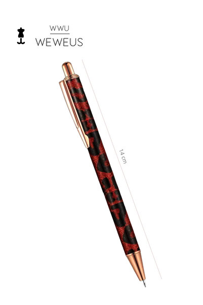 Weweus Kırmızı Leopar Desen Tasarım Lüks Tükenmez Kalem