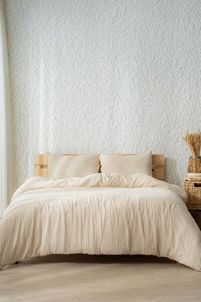 MYLASA HOME طقم غطاء لحاف من الموسلين من لاينيا فور سيزونز |   100% قطن |   بلاط بيج أزرق فاتح