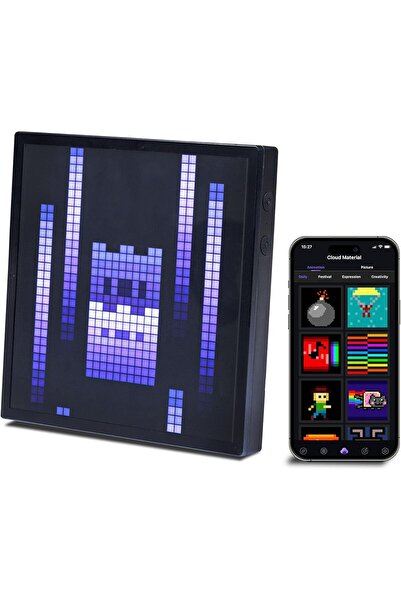 Generic Pixel Art Bluetooth Speaker with 32x32 LED Display - App Controlled Alarm Clock (Black)