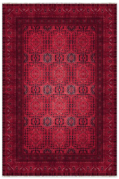 Pastel Home Tasarım Bordo Kırmızı Afgan Türkmen Şönil Halı Kilim Yolluk Kayma...