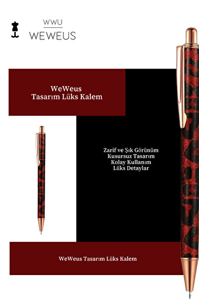 Weweus Kırmızı Leopar Desen Tasarım Lüks Tükenmez Kalem