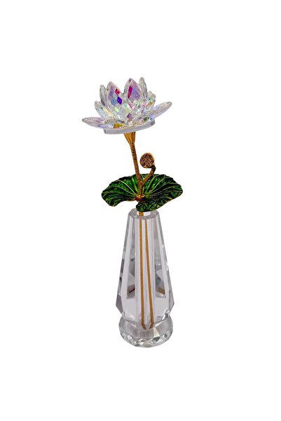 BİNDAWOOD B&D Décor item with glass flower Design -Transparent Green