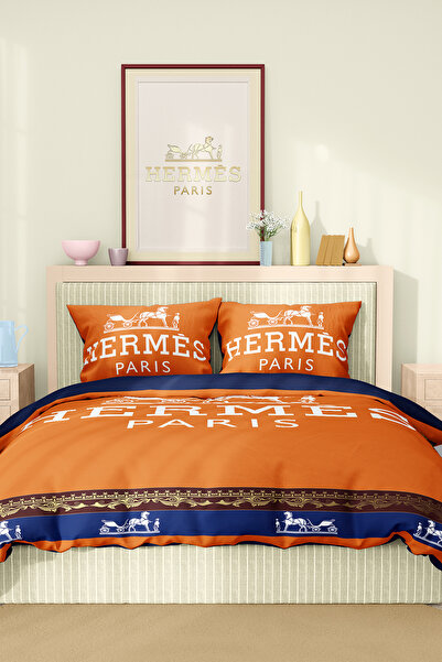 Marcalanya Duvet Cover Set Double Size Cotton Satin Fabric 6 Pieces 3D Digital Printing Duvet Cover Set Model No: