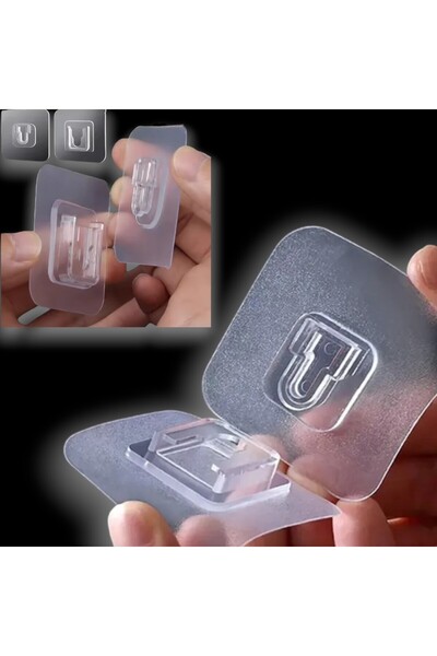 tg tek-iş global 10 Çift Yapışkanlı Eşya Sabitleme Klipsi Çift Taraflı Geçmel...