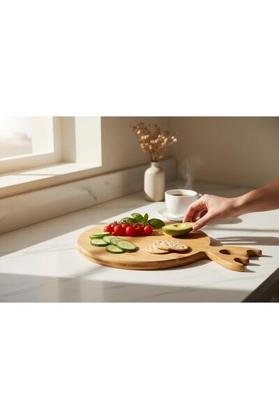 KAVEH Round Bamboo Cutting Board Deer Model Serving Presentation Board Cutting Board 36X26 cm
