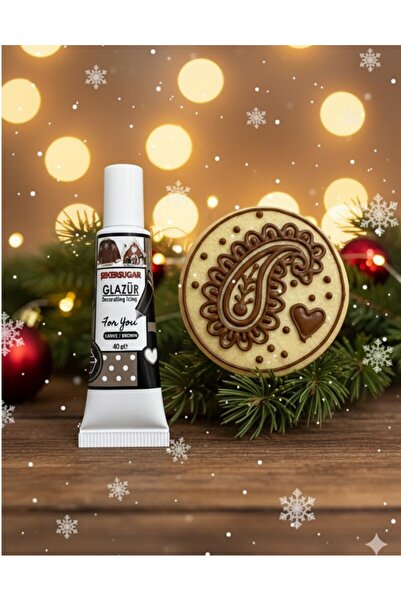 ŞEKER & SUGAR Şeker&Sugar Yılbaşı Kurabiye ve Cupcake için Yenilebilir KAHVER...