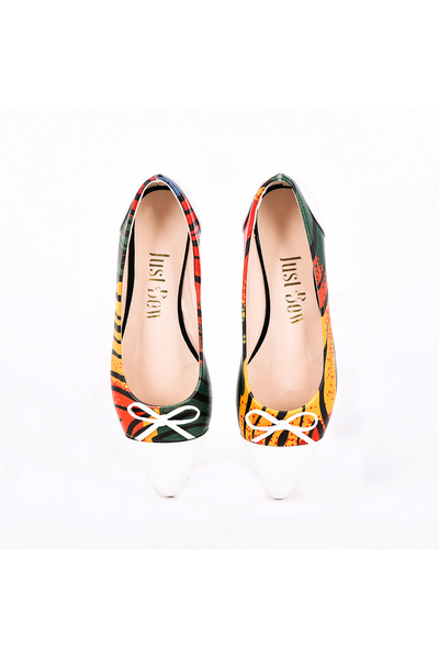 JustBow Printed Women's Ballerinas with Bow Detail