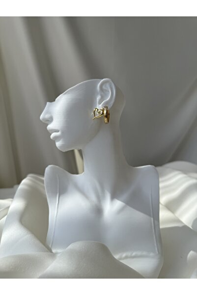 NB STEELORA طقم أقراط مكون من 3 أزواج من حجر الزركون باللون الذهبي مع تفاصيل ...