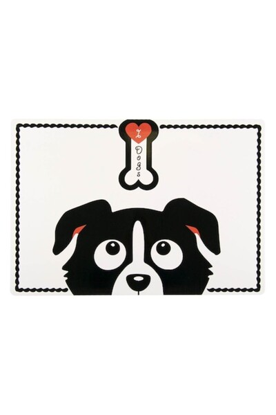 SHOPIENS Dog Feeding Bowl Mat, 56x38 cm, Black/White