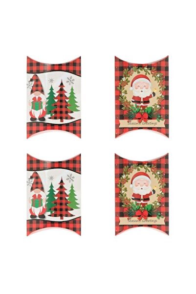 SHOPIENS Cardboard Envelope Gift Boxes, Christmas Design, Red, 11x10x3 cm - Set of 2