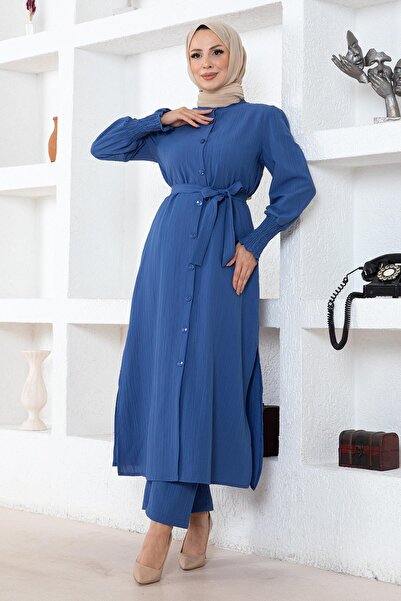 Missvalle Slit Detailed Suit Indigo Msw19233-2