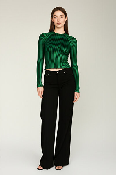 oshebu Pulover tricotat Varaklı guler ridicat pentru femei