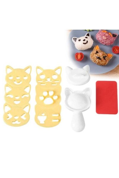 Generic Rice Ball Mold Set Cat Lovely Rice Ball Mold Sushi Mold Pattern Sushi...