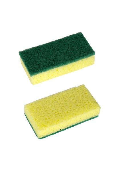 SHOPIENS Kitchen Sponge, Set of 2, 12x8x3.5 cm, Green-Yellow