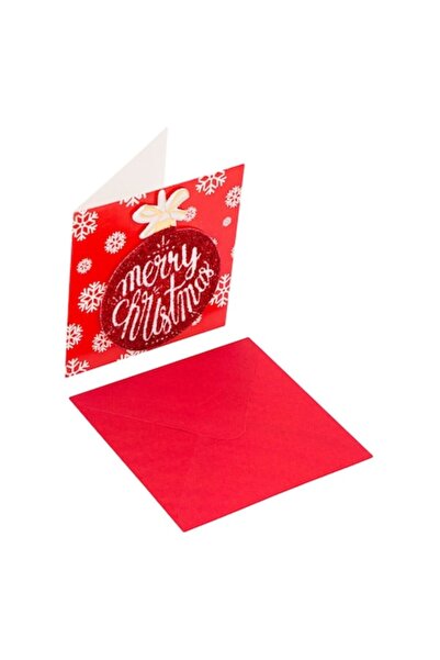 MYONNA IT & E- COMMERCE Felicitare de Crăciun 3D cu om de zăpadă și sclipici, plic roșu 7x7 cm