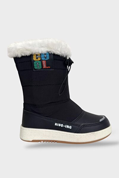 Liger Αδιάβροχες μπότες με κορδόνια για κορίτσια από γούνα ΜΑΥΡΟ