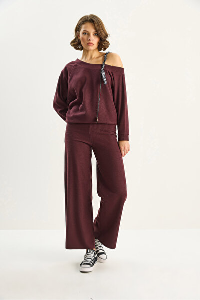 Bianco Lucci Women's Shawl Accessory One Shoulder Top Loose Pants Thessaloniki Set 6940 60283708